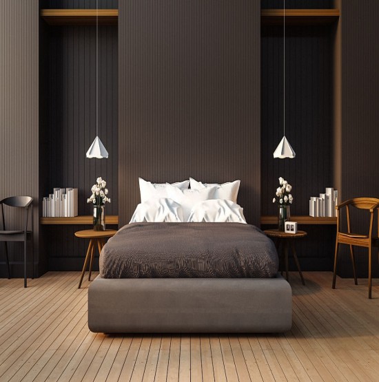 Loft and modern bedroom / 3D render image